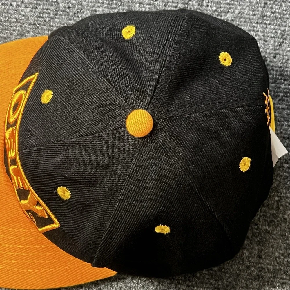 Vintage Obey Skateboarding Snapback Hat Black Yellow Orange One Size